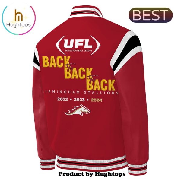 Premium Red UFL Champions Birmingham Stallions Baseball Jacket