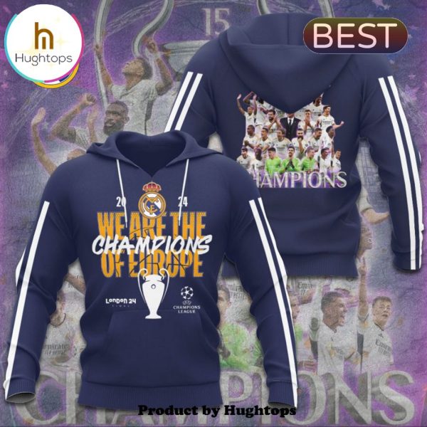 Real Madrid Men’s We Are The Champions Of Europe Navy Hoodie