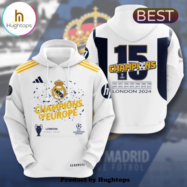 Real Madrid Premium 15th Champions London 24 White Hoodie