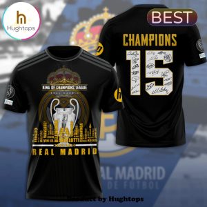 Real Madrid Premium 15th Champions Signatures Black Hoodie