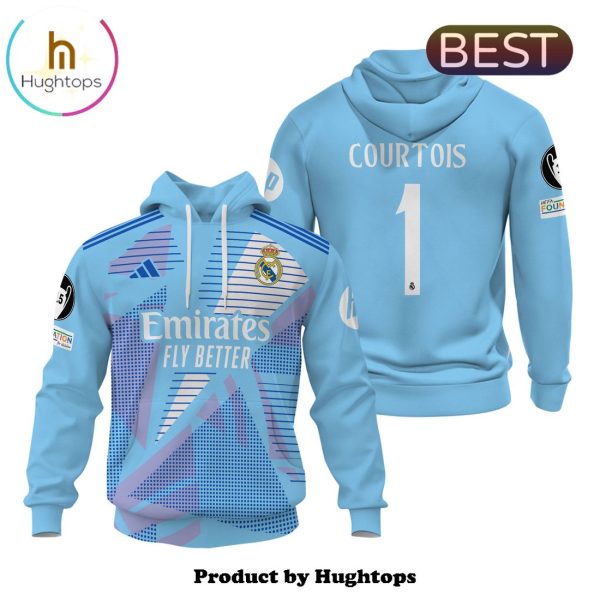 Real Madrid Thibaut Courtois 24 25 Men’s Home Blue Hoodie