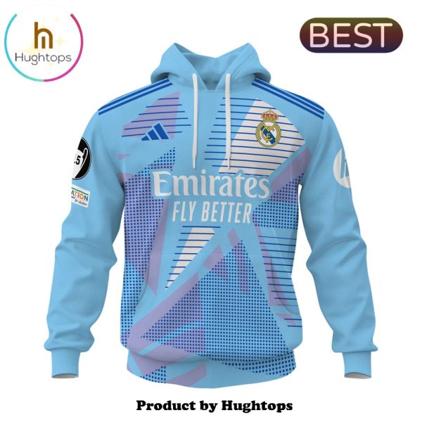 Real Madrid Thibaut Courtois 24 25 Men’s Home Blue Hoodie