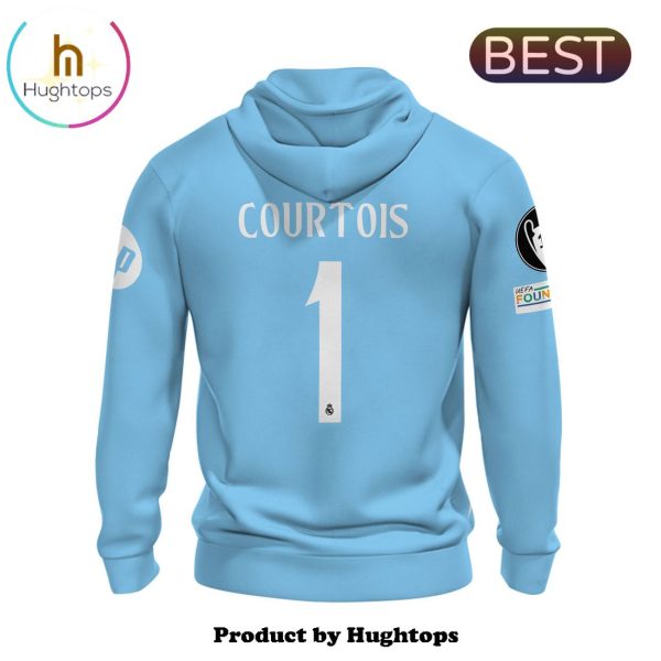 Real Madrid Thibaut Courtois 24 25 Men’s Home Blue Hoodie