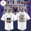 Real Madrid We Are The Champions Of Europe White Baseball Jersey