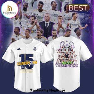 Special UCL Champions 15 Real Madrid London24 White Baseball Jersey