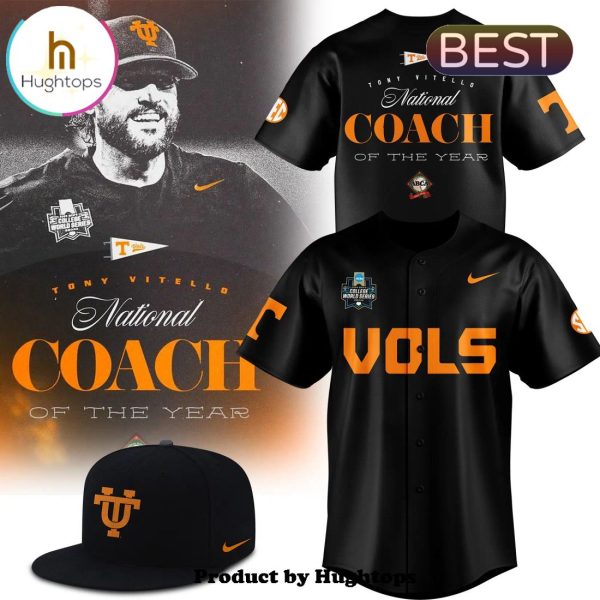 Tennessee Tony Vitello National Coach Of The Year Black Jersey